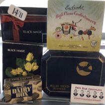 Vintage chocolate boxes to include Black Magic, Dairy Box tin, Blue Bird Tiffee Tin, Eubanks