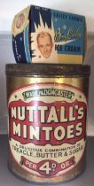 Vintage packaging: Nuttall’s Mintoes tin and rare card Valley Farms Ice Cream  box featuring Bing
