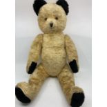Antique Large “ Sooty” Nostalgic Teddy Bear 25” cotton 1960s Plush golden and black mohair /cotton