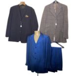 vintage men's clothing to include a double pocket jacket, a 1960s three piece suit, a 60s check