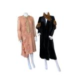 A 1920s silk velvet evening coat with fur trim by Isabella Ltd and a 1920s dress for study or