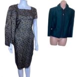 1950s/ 60 clothing to include a Peggy Page dress suit, an abstract floral dress with box pleated