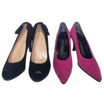 two pairs of shoes to include unworn 1980s pink suede stilettos by Karl Lagerfeld- marked size 8 1/