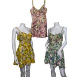 Three pastel coloured sequinned stage costumes, c1960s as worn by The Boyd Triplets, later known