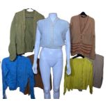 1960s clothing to include 11 cardigans, 2 dresses, a blouse and a vest. (qty) All a bit grubby,