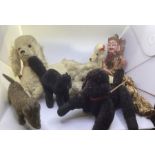 Large Good interesting Selection of Vintage toys and teddy bear toys to include a black mohair