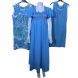 Mostly 1960s clothing to include an early 70s maxi dress with smocked bodice, a 50s/60s coverall