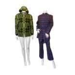 A rare Welsh wool two piece trouser and tunic set C1968, and a 1960s zip front hooded jacket in
