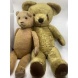 Teddy Bears Vintage Pair to include a Large Traditional Merrythought golden bear 30” tall and a