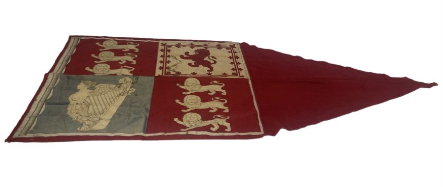 3 Victorian flags or banners to include a Rampant Lion 67cm x 52 cm, a George and the dragon with - Image 4 of 4