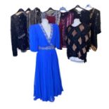 mostly 80s sequin and bead tops etc to include a frank usher dress, unworn pomedora jackets, one