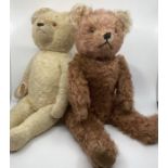 Antique Cinnamon Curled Plush teddy bear 23” and another teddy bear 22” with articulation -no labels
