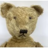Antique Chiltern 26” Teddy bear straw filled appears 1930s in construction and softly filled at