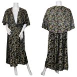 A 1940s/50s chinese silk brocade opera coat with huge shawl collar, short sleeves are hidden beneath