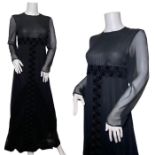 A Thea porter dress, late 60s, made from black silk chiffon and lined in silk (1)