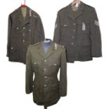 6 British army tunics, 5 having trousers with them (6)