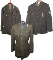 6 British army tunics, 5 having trousers with them (6)