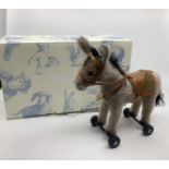 Steiff Boxed Vintage replica  1929 donkey on wheels Charming German toy toy with box-23cm x  21cm