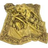 An earlyJacqmar 33" square, silk scarf with hand rolled hem, print is Vittore Carpaccio- Studi di