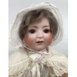 Large Burgrubb German 27” Bisque head doll 169-7 mold in Antique clothing and cape-Great face and