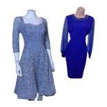 1950s/60s clothing to include a black faille coat, Margold reg Model, a cocktail dress with mink