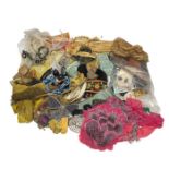 A box of haberdashery items, late 19th to mid 20th century including buttons, length of ribbons