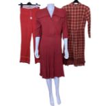 1940s and later clothing to include a R&K originals dress with heavily padded shoulders, a plaid