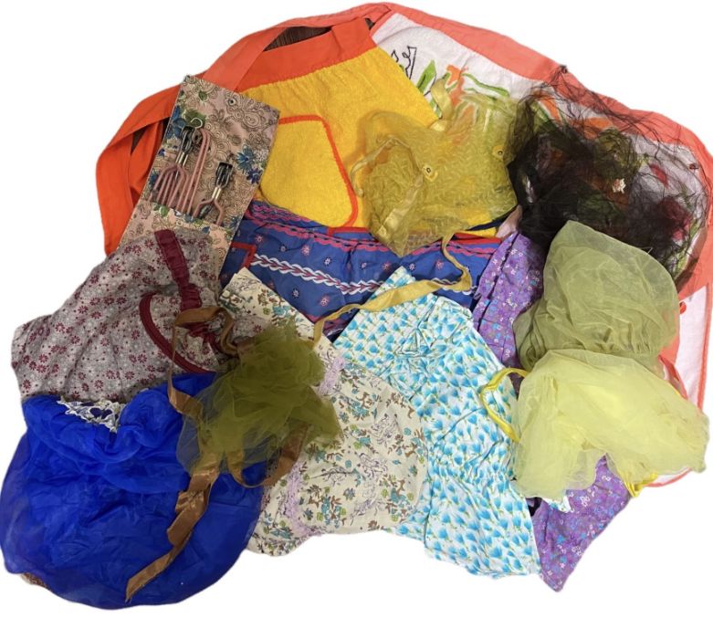 4 1950s petticoats, 5 nylon bonnets 50s/60s, a shower cap, 3 sun bonnets, 4 pinnies and washbag - Image 2 of 2