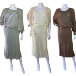 1970s and 80s fashions to include three knit sets, one by frank usher, one by Oliver James, and