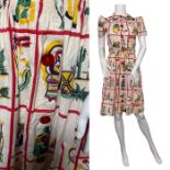 A late 1930s Mexico themed novelty print dress, identical to one which was seen on the pages of