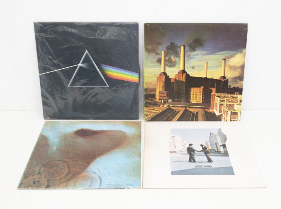 4 x PINK FLOYD Vinyl LP Records - Dark Side of the Moon - Solid blue Triangle pressing with gatefold