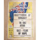 BRITISH PARAMOUNT NEWS ORIGINAL 1950S Poster from Lynton Cinema. Martydom of Hungary - The Suez