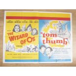 THE WIZARD OF OZ / TOM THUMB - Double Bill UK Quad Film Poster. 30 x 40 re-release 70s folded -