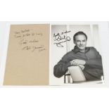 NEIL DIAMOND Autographed note on grey card - Hey Michael Sorry it too So long - Good wishes Neil