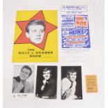 Billy J Kramer Original Handbill 1963 with Original Tour Programme and Ticket and 3 photo