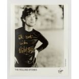 THE ROLLING STONES - Front man Mick Jagger - Original 10 x 8 black and white photo signed in gold