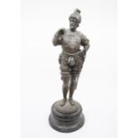 Early 20th century spelter figure of a Spanish soldier on a stand