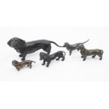 Five various 20th Century cold painted models of dachshunds, one stamped Bosser ? Austria,