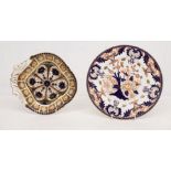 Royal Crown Derby Imari pattern scallop dish, together with a RCD plate