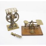 Two sets of 19th century Post Office scales, along with early Victorian Sovereign scales