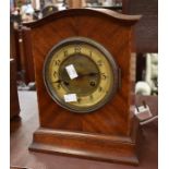 An early 20th Century mahogany mantle 8 day clock with Arabic numerals