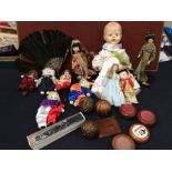 Collection of mid to late 20th century dolls, i.e. Chinese, clown dolls, porcelain head dolls and