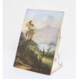 19th century porcelain mantel/table plaque with hand-painted scene of Loch Lomond, no signature, AF
