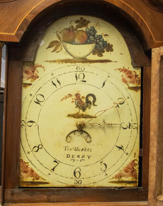 Thomas Mawkes of Derby 18th Century long case clock, 30hr with date dial, Arabic numerals, arched - Image 2 of 3