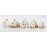 A collection of Royal Crown Derby paperweight to include: 1. Collector's Guild Bunny, gilt