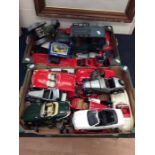 Collection of Burago model cars, some boxed Corgi and Mamod steam roller