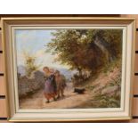 William Bromley 1835-1888, an oil on canvas, titled The Young Faggot Gatherers, 36 x 46 cms approx