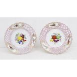 Two 20th Century Meissen decorative dessert plates, 2nd quality, with fruit detail