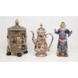 Collection of decorative Japanese and Satsuma items comprising  tea pot, Samurai figure and