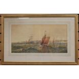 A late 19th Century watercolour of a shipping scene, some foxing present